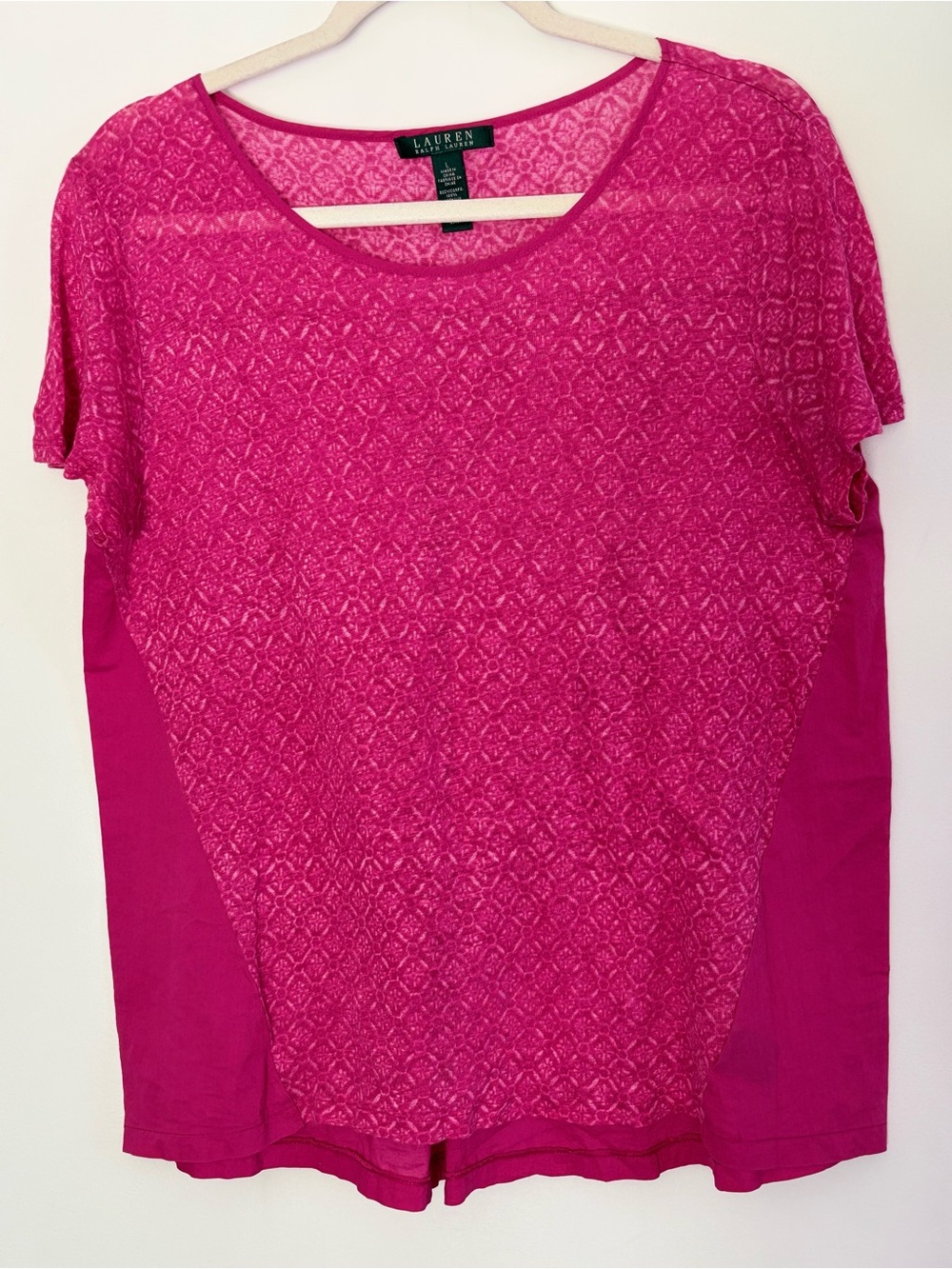 Lauren Ralph Lauren 100% Linen/ Cotton Short Sleeve Scoop Neck Top Shirt Large